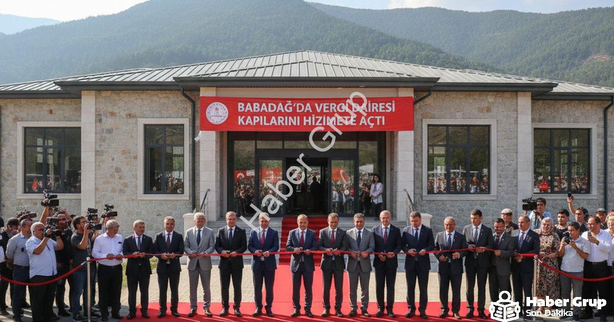 "Babadağ’da Vergi Dairesi kapılarını hizmete açtı" başlıklı haber için fotorealistik, profesyonel bi