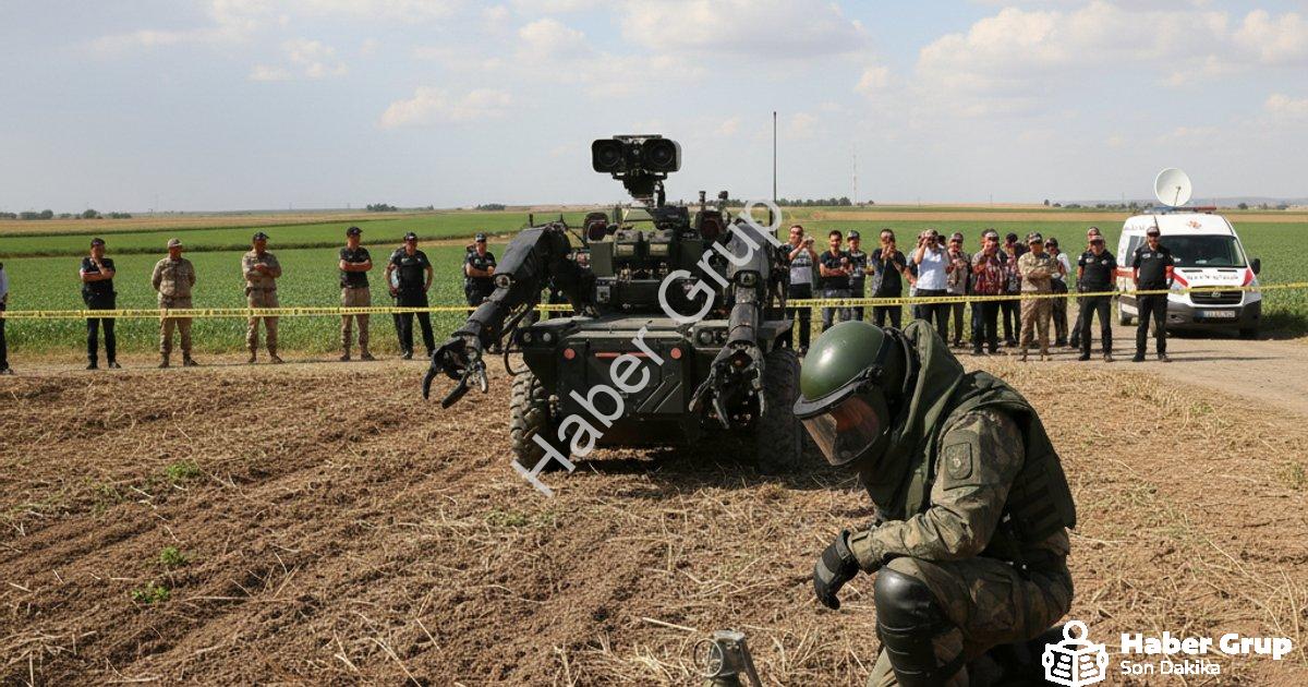 "Tire’de tarlada bulunan el bombası güvenle imha edildi" başlıklı haber için fotorealistik, profesyo
