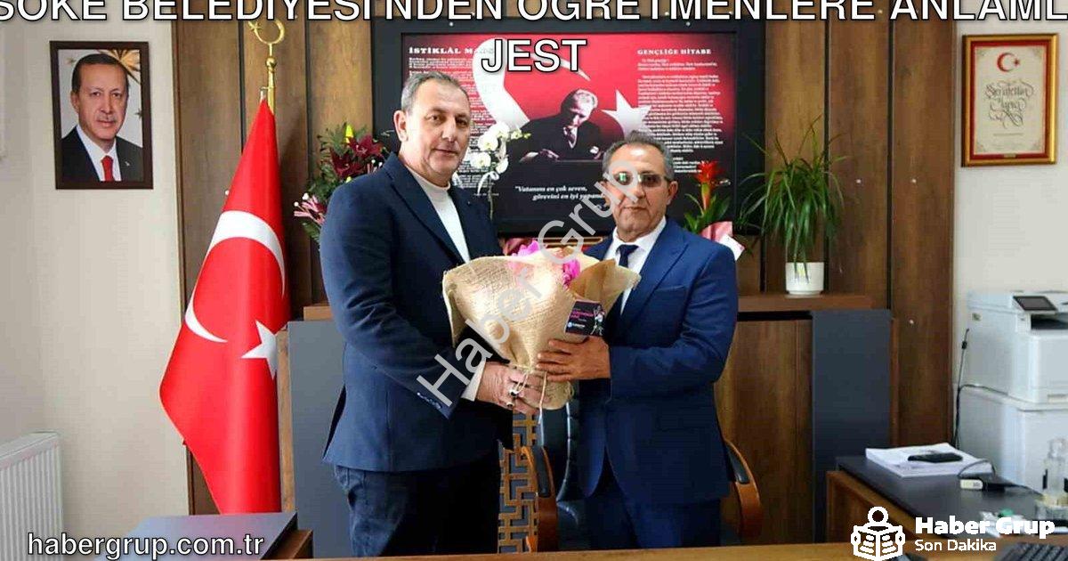 "Söke Belediyesi'nden Öğretmenlere Anlamlı Jest" başlıklı haber için fotorealistik, profesyonel bir