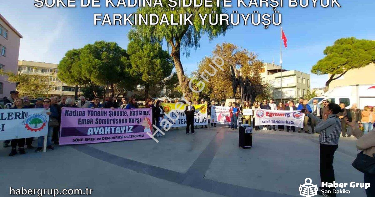 "Söke'de Kadına Şiddete Karşı Büyük Farkındalık Yürüyüşü" başlıklı haber için fotorealistik, profesy