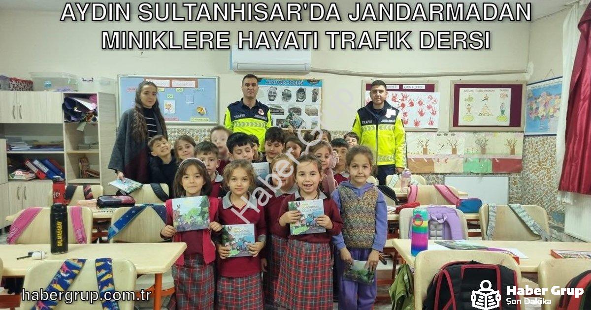 "Aydın Sultanhisar'da Jandarmadan Miniklere Hayati Trafik Dersi" başlıklı haber için fotorealistik,