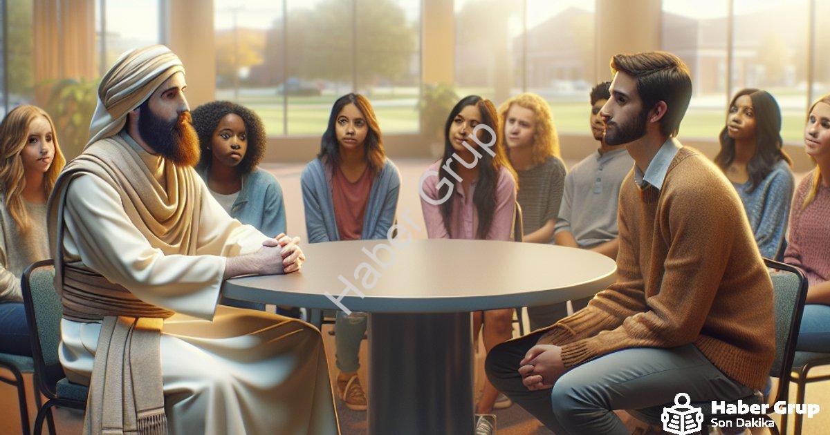 "Kütahya Müftüsü İrfan Açık Gençlerle Buluştu: Maneviyat Vurgusu" başlıklı haber için fotorealistik,